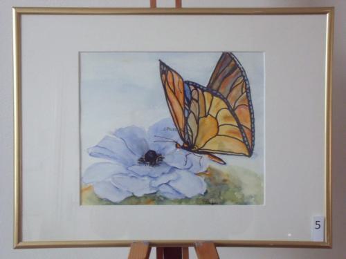 Vlinder met bloem 40x30cmaquarel&inkt