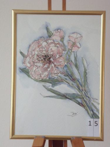Pioenroos 20x30cmaquarel&inkt